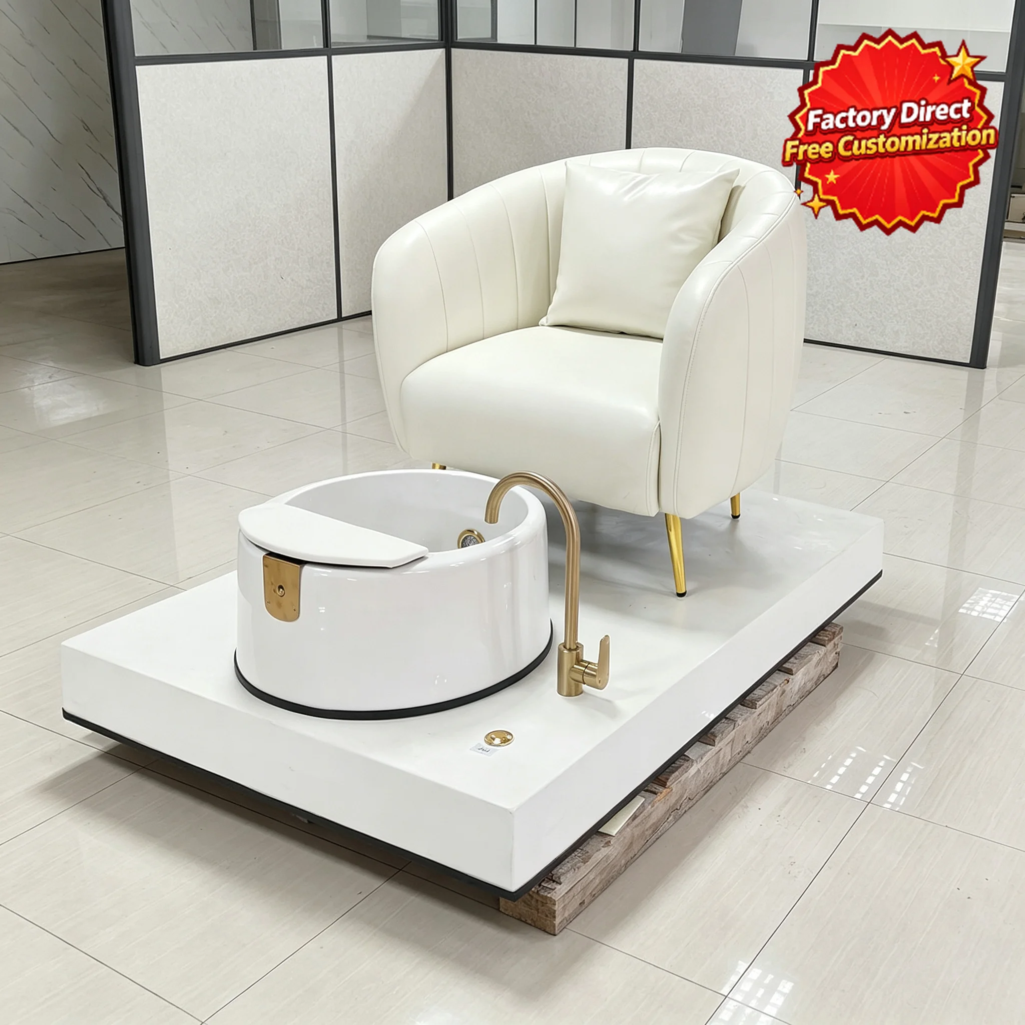 Luxury Pedicure Manicure Chair With Foot Basin Spa Foot Massage Reclining Sofa Beauty Salon Nail Salon Furniture
