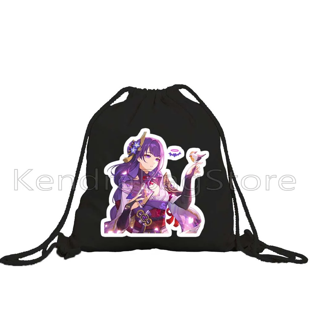 Chibi Genshin Impact Gift RAIDEN SHOGUN Xiao Baizhu Keqing KAEYA Dori Venti Zhongli Sayu Drawstring Bag Soccer Backpack Sackpack