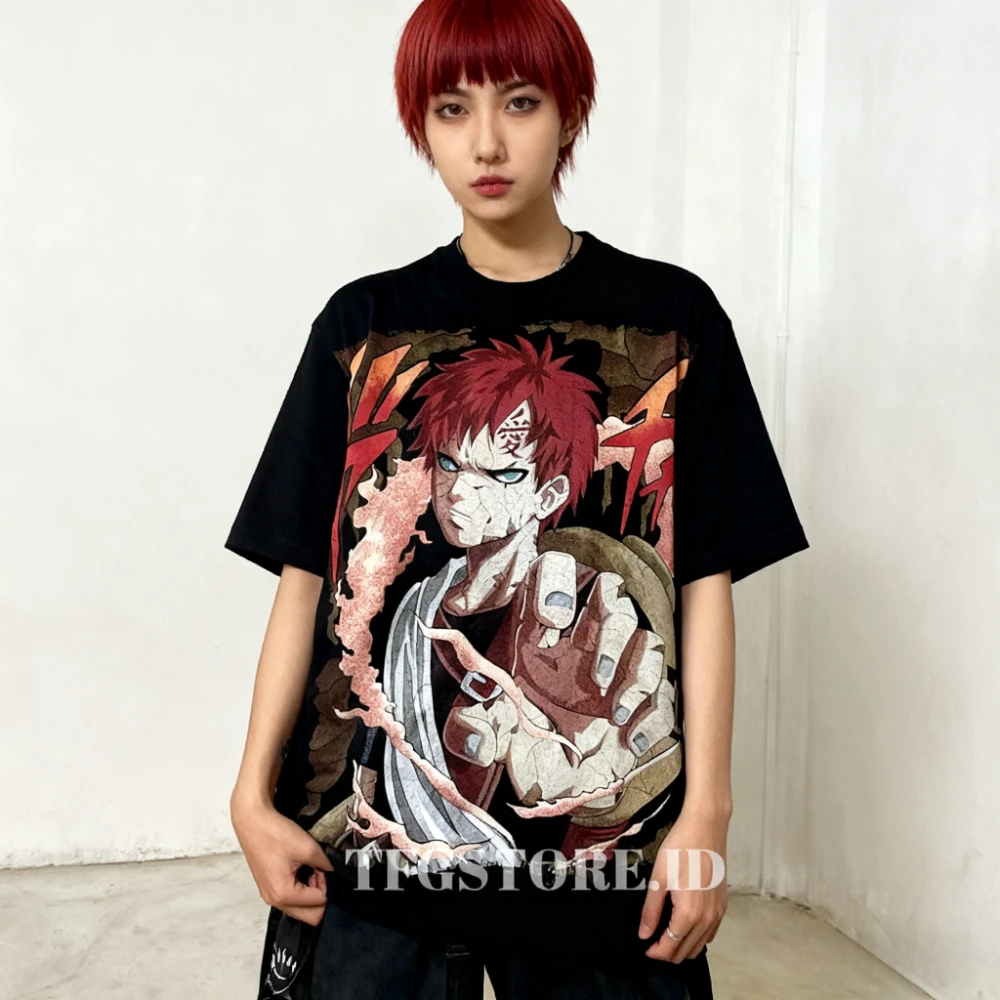2025 Anime nuevo Naruto Gaara Hyuga Hinata Uzumaki Naruto camiseta moda manga corta verano hombres y mujeres High Street Casual