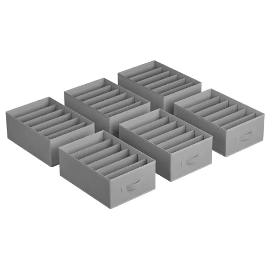 

Набор из 6 больших органайзеров для одежды в шкаф, 6-секционные складные органайзеры для ящиков с ручками, 16,5 x 11,8 x 6,7 дюймов