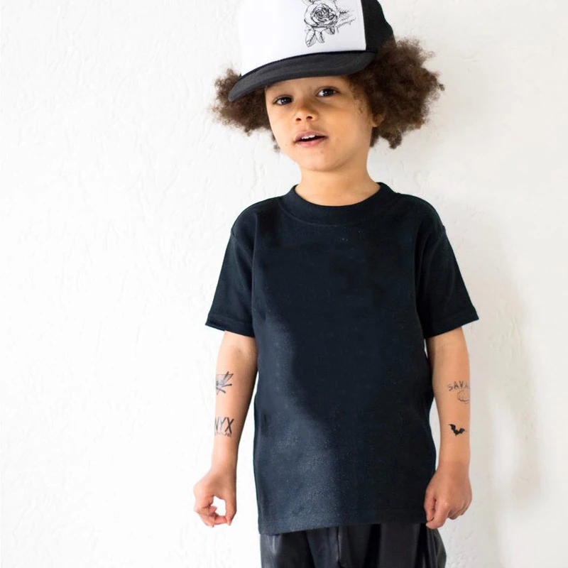 T shirt For Kids Cotton Short Sleeve Boy T Shirts Girl For Tshirt Solid Color Black White Gray Children's Clothing 2-10 Year