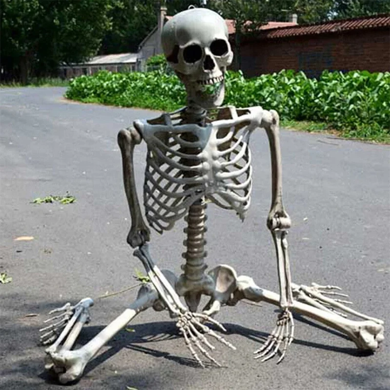 Full Life Size Home Evil Party Decoration Horror Scary Movable Big Skull 90CM Halloween Movable Skeleton Halloween Ornament Toys