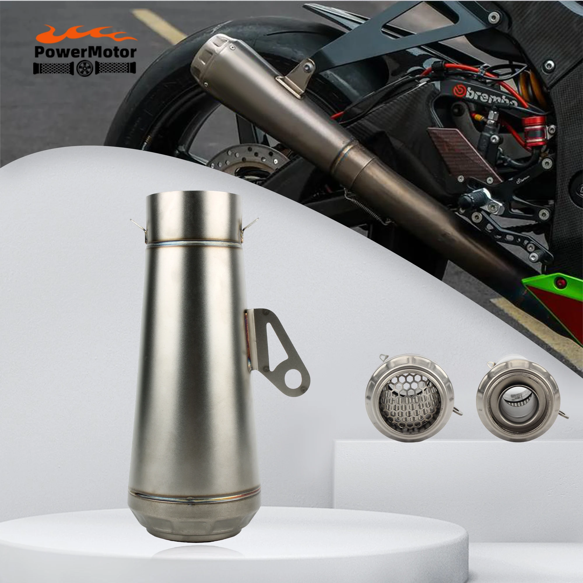 

60MM Universal Motorcycle Rear End Exhaust Pipe With Muffler For Yamaha R1 R3 R6 CBR1000RR MT07 09 Z1000 Modified Parts