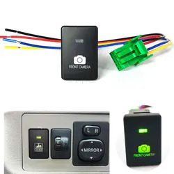1PC Auto Accessories Green LED Light Front Camera Battery Power Supply Button Switch For Toyota Camry Prius Corolla PRADO RAV4