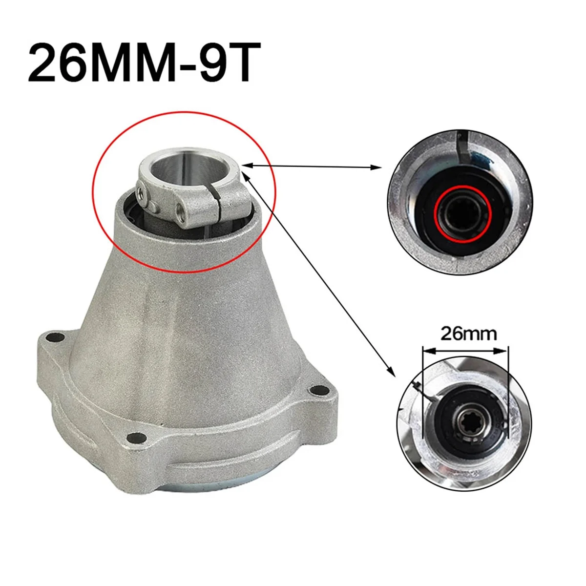 ABFKL 9Teeth Shaft,26mm Tube Connection Plate Part for 43CC 52CC,GX35 Engine, Fit for Side Carry Brush Cutter Grass Trimmer