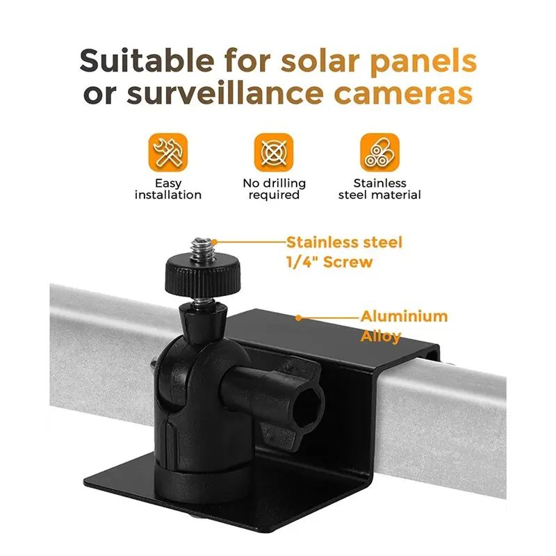FYBL-Adjustable Gutter Mounts(2-Pack) In Camera Weatherproof Aluminum Alloy For Solar Panels& Security Shades