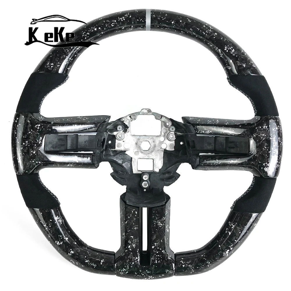 Silver Forged Carbon Fiber Steering Wheel for Ford Mustang 2010-2014 Car Steering Wheel Supports Customization
