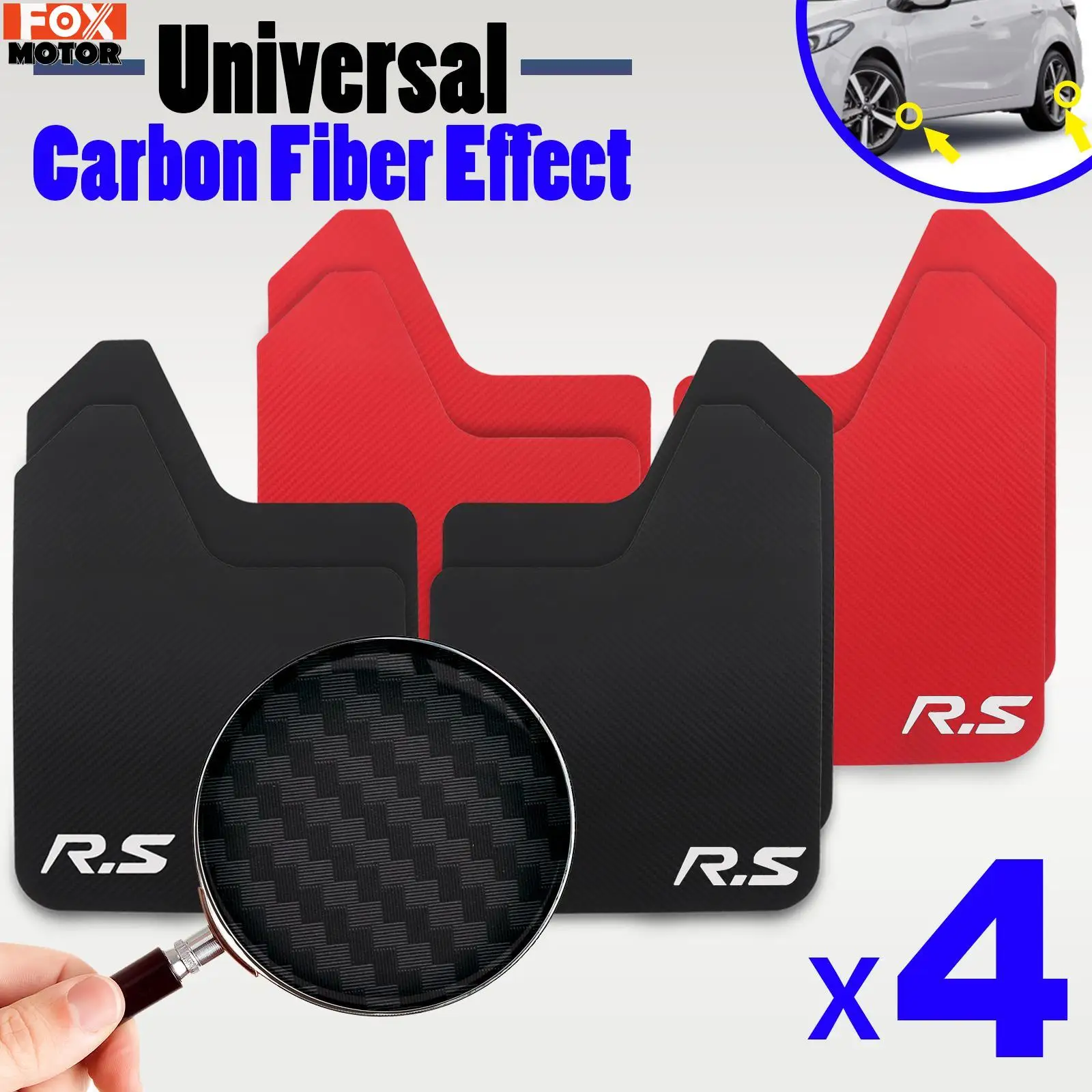 

4 шт. универсальные 3D брызговики из углеродного волокна, брызговики спереди и сзади, автомобильные аксессуары, зажимы для крыльев, брызговики, резиновая установка