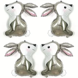 4 pieces, cute rabbit foil balloons, jungle wildlife park themed party decorations