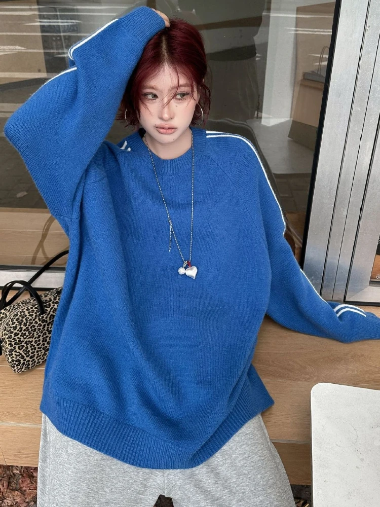 

Soft Cozy Knitwear Women's Loose Sle Early Autumn New Fashion O-neck Long Sleeve Pullover Sweater American Retro Outerwear 2025