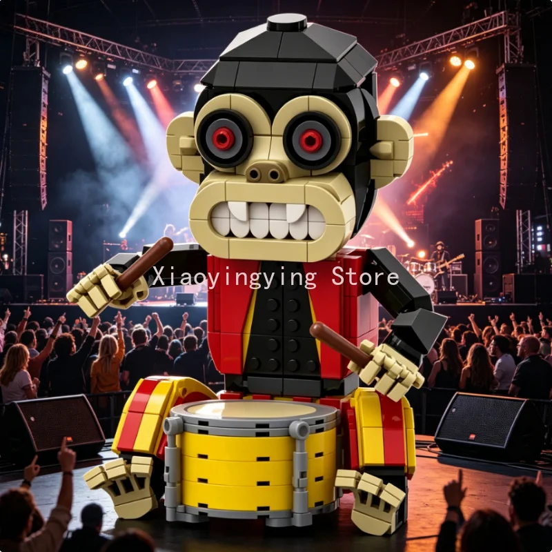 MOC Horror Figurine Brickheadz Sculpture Building Kit Creative Character Bricks Model DIY Assembly Ornament for Collectors