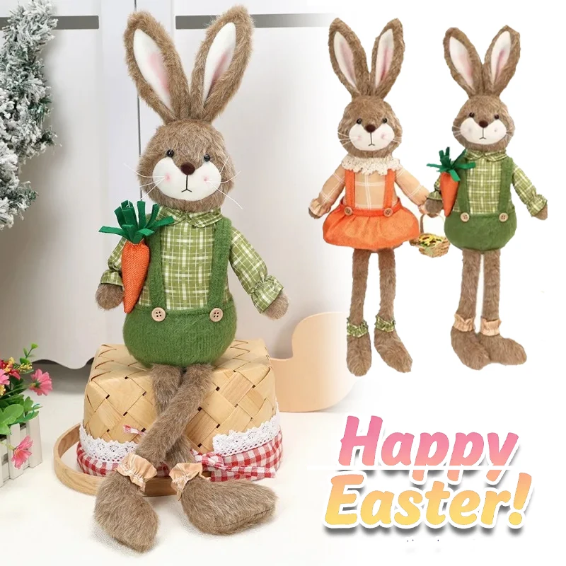 

Очаровательное настольное украшение в виде кролика, плюшевая игрушка ручной работы из ткани, декор к Пасхе 2026, праздничное украшение для дома и вечеринок, подарок