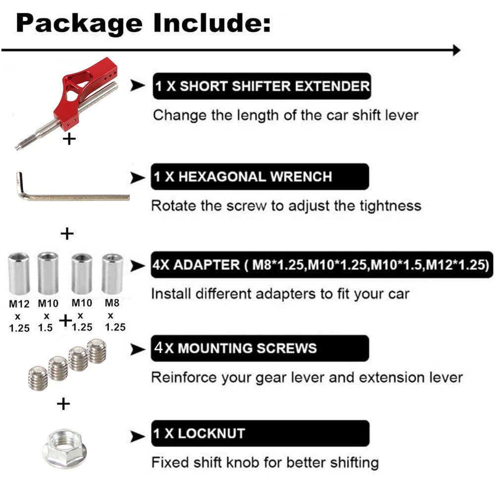 New Car Aluminum Shift Knob Extension Universal Adjustable Height Lever Extender Gear Shifter High Quality