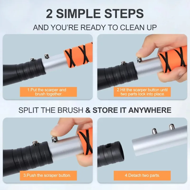 فرشاة ثلج عالمية للسيارة مع مكشطة ثلج قابلة للفصل ومجرفة لإزالة الثلوج في الشتاء وإزالة الجليد على الزجاج الأمامي