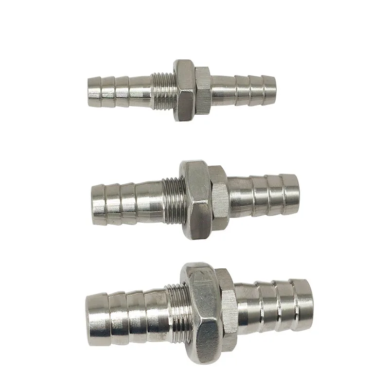 3mm 4mm 6mm 8mm 10mm 12mm 14mm 16mm 19mm Hose Barb Bulkhead 304 Stainless Steel Barbed Pipe Fitting Coupler Connector Adapter