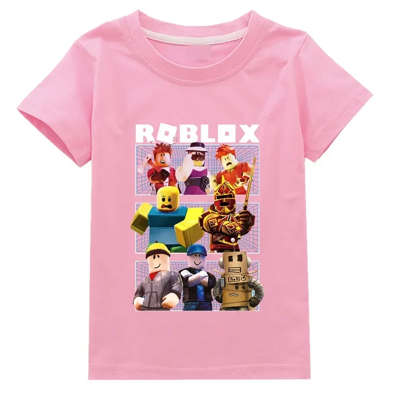 3D New Product ROBLOX Fashionable Children's Clothing for Boys and Girls Short-sleeved T-shirt Mesh Polyester Clothes Child Boy