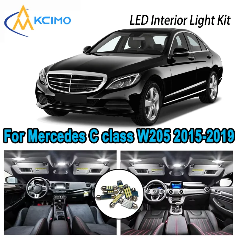 

5pcs High-Quality LED Interior Kit for Mercedes C class W205 2015-2019 2016 Premium Error-Free Dome Map Trunk Automotive Lamps
