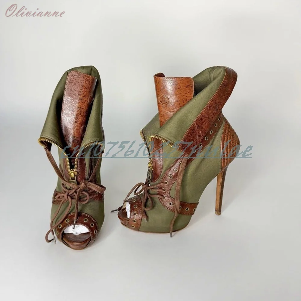 

Mutilcolor Strappy Design Peep Toe Sandals Runway Retro Front Lace-up Stiletto High Heel Women Shoes 2026 Summer Para Mujere