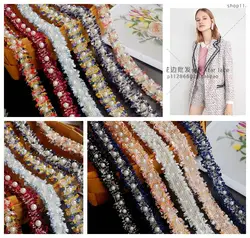3 Yards Vintage Nylon Pearl Beaded Embroidered Lace Ribbon Trim African Lace Fabric Handmade Costume Dress Sewing Supplies
