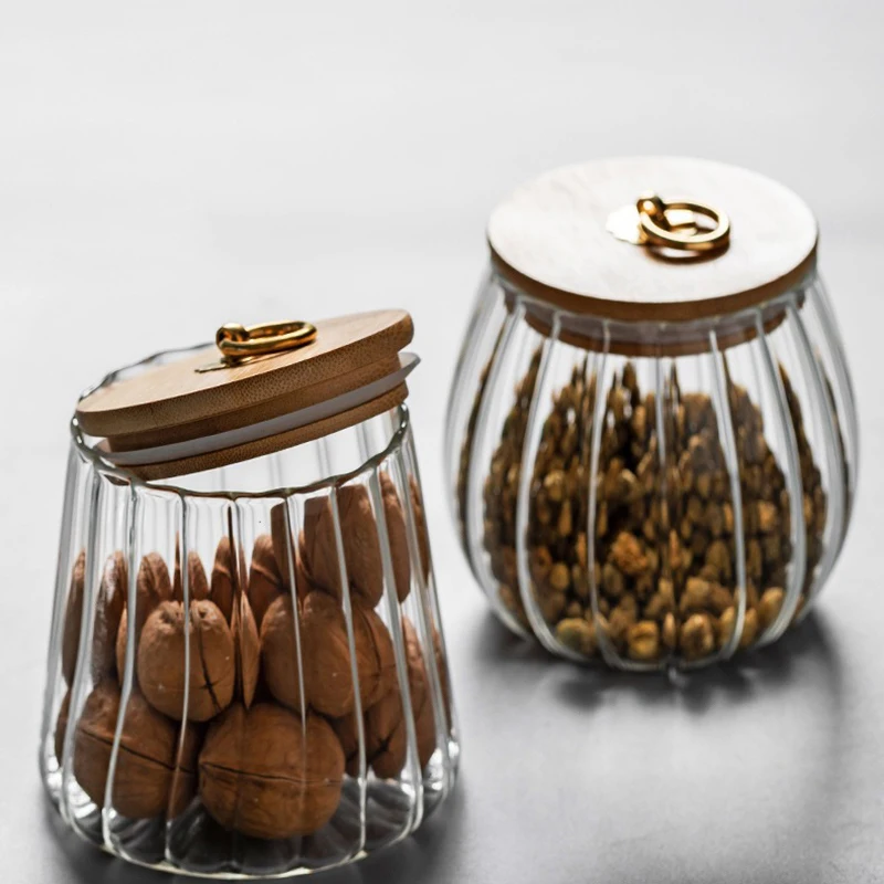 Food Container Glass Jar with Sealed Lid Storage Jar Grains Cookie Coffee Tea Candy Storage Bottle Jars Kitchen Storage Canister