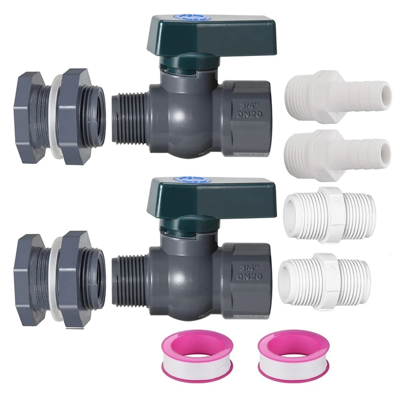 

PVC Rain Barrel Spigot Kit, 3/4Inch Rain Barrel Diverter Kit With Bulkhead Fitting, Garden Hose Faucet Adapter Durable (2Pack)