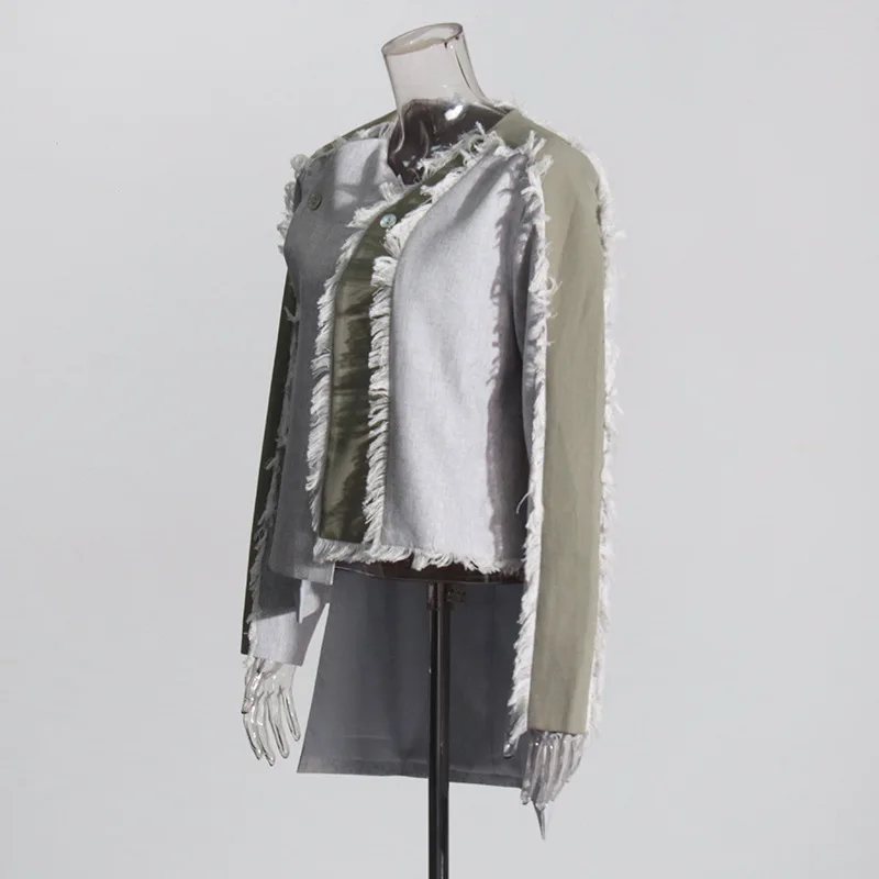 ZAMOR HIGH STREET Trendy Loose Slim-Fit Top 2026 Summer New Color Block Splicing Design Irregular Jacket for Women