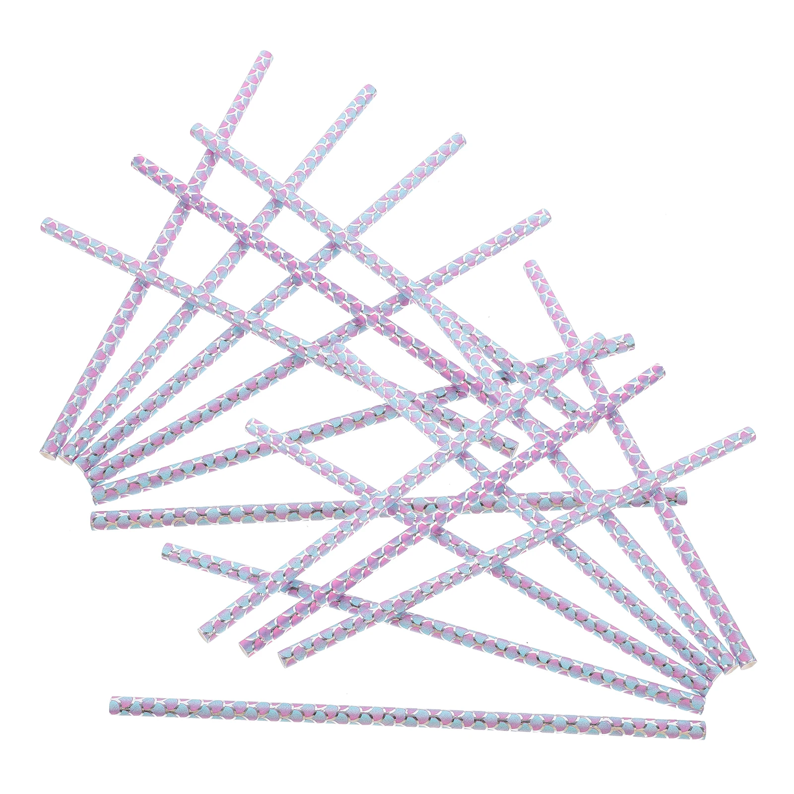 

100pcs Silver-scalding Mermaid Paper Straws Disposable Birthday Party Decoration Degradable Drink Straws Straw