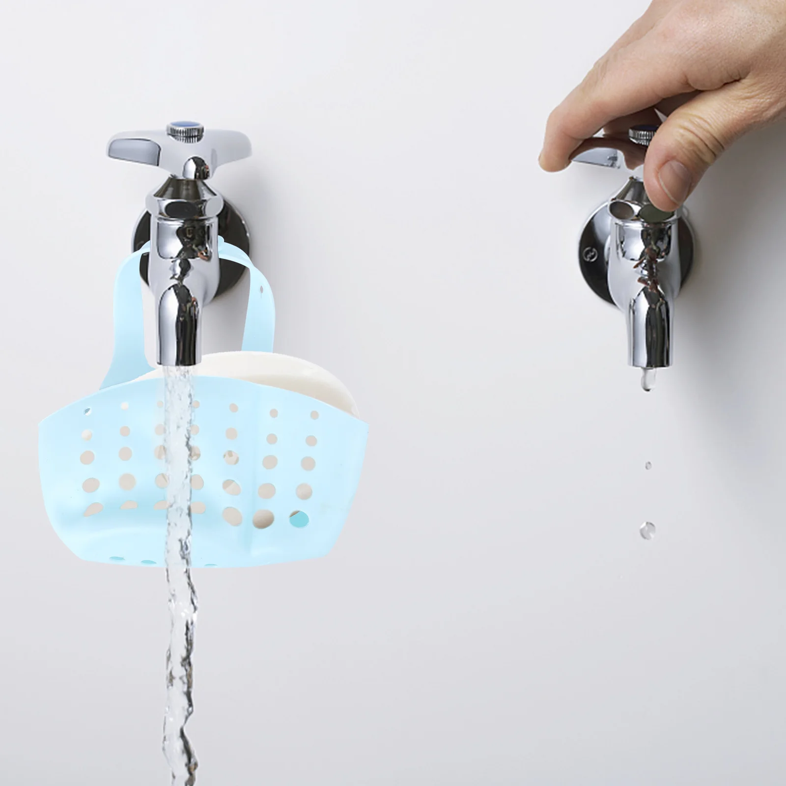 قابل للتعديل بالوعة المطبخ سلة معلقة تخزين سمكا الحقيبة المزدوجة البلاستيك استنزاف الإسفنج حامل المنظم رف سلة استنزاف الأزرق #3