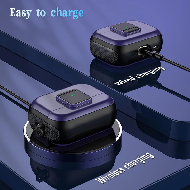 حافظة صلبة مغناطيسية واقية بقفل آمن ، غطاء مع سلسلة مفاتيح لأجهزة Airpods Pro 2 و 2nd و 1st