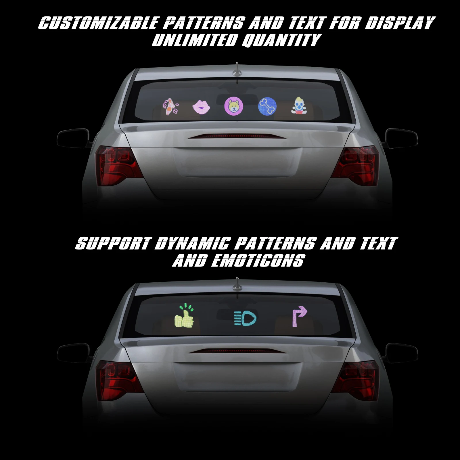 Car Rear Windshield Display Pixel Art Display Bluetooth APP Control Sign LED Interactive Screen Programmable LED Lamp