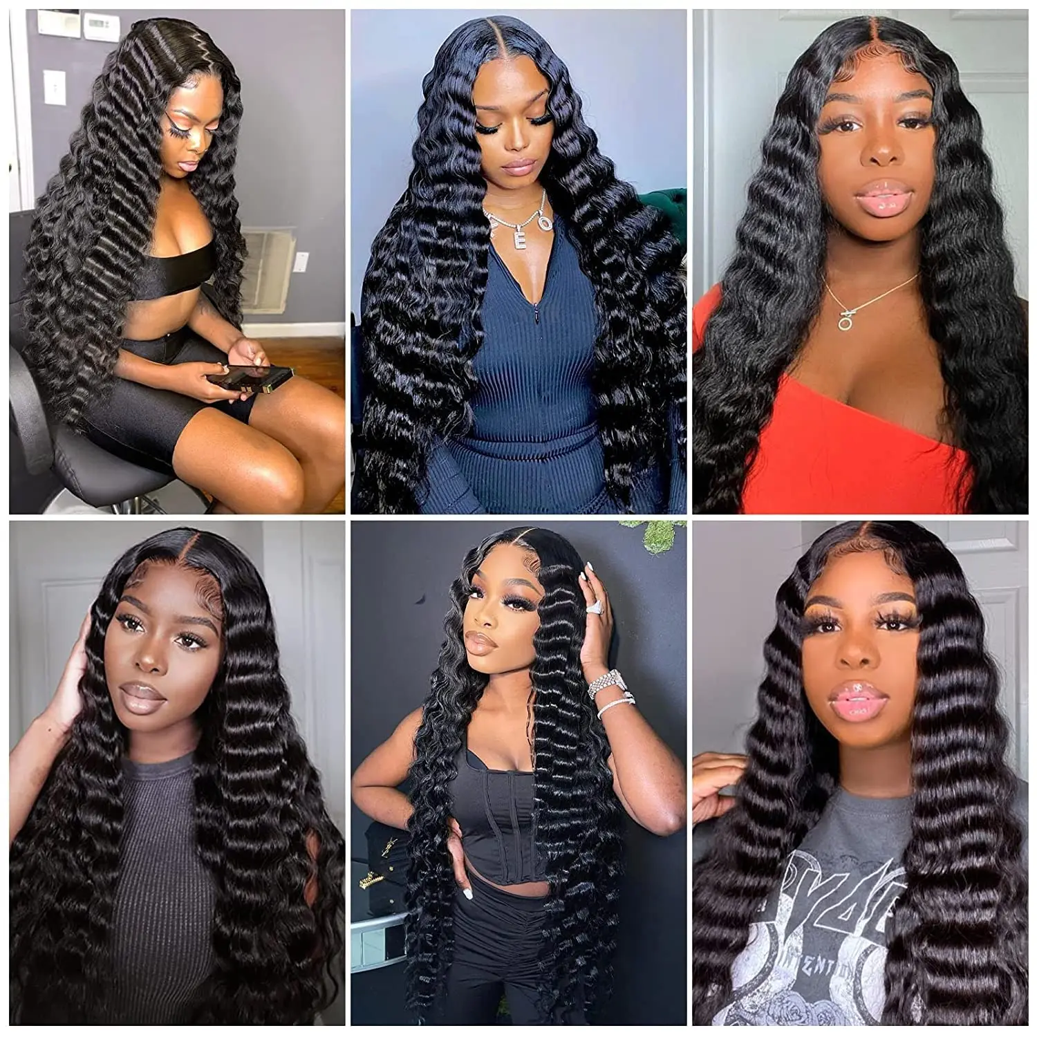 Loose Deep Wave Bundles with Frontal Closure Newmi Loose Deep Wave Human Hair Bundles with 13x4 Transparent Lace Frontal