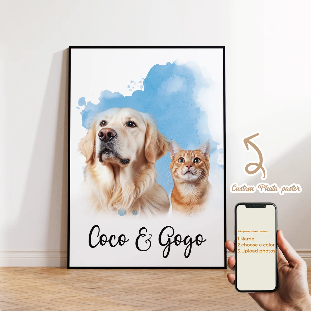 

1pcs Personalized Custom Photo Animal Dog Wall Art Print Picture Canvas Poster Painting For Living Room Kids Room Home Decor