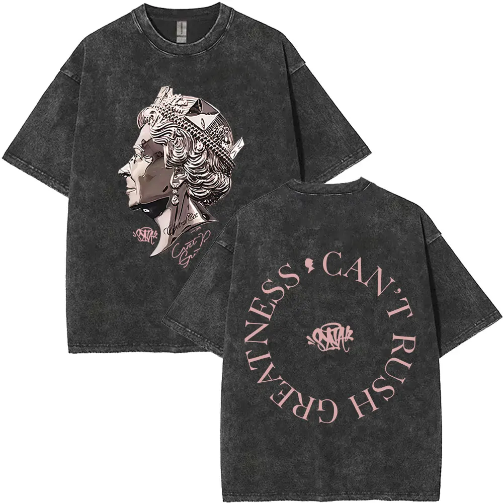 

Washed Vintage Rapper Central Cee CAN'T RUSH GREATNESS Graphic T-shirt Men Women Hip Hop Fashion Pop Music Short Sleeve T Shirts