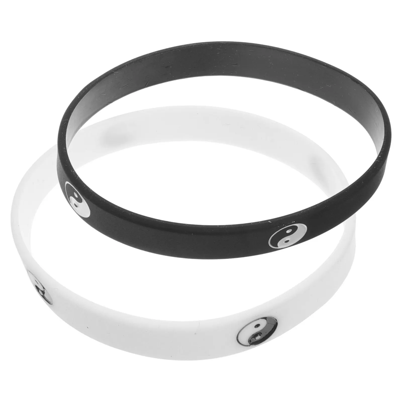 2Pcs Silicone Dance Wristbands Tai Style Yin Yang Pattern Comfortable Stretchy Fit for Street Dance Hip Sports