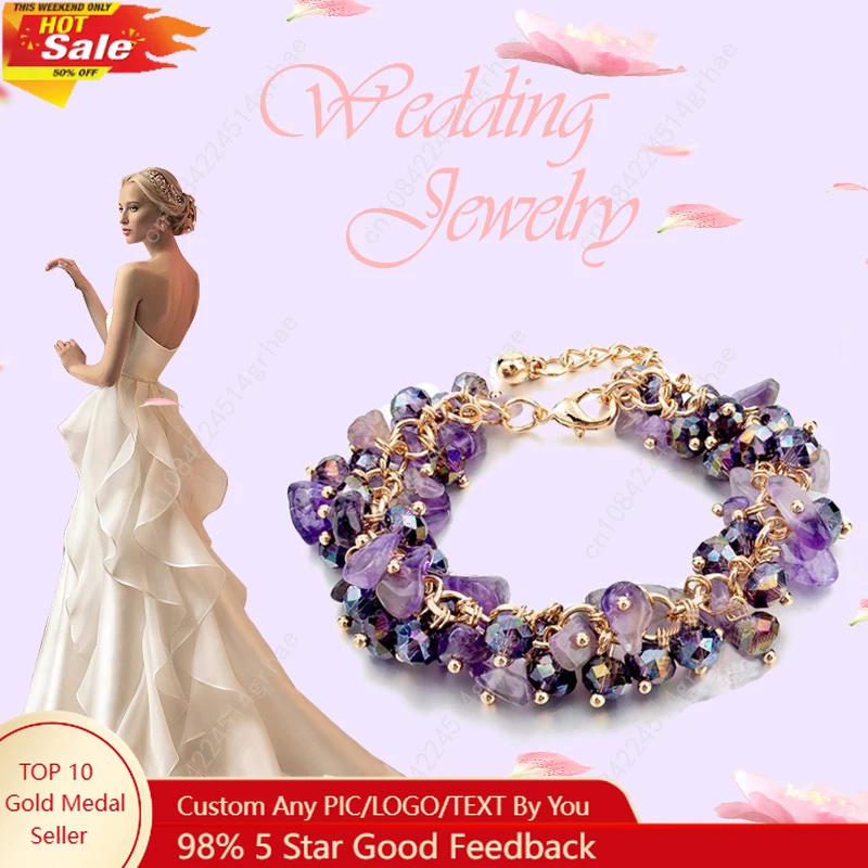 

Bohemian Trendy Popular Irregular Natural Stone Bracelets For Women Crystal Gravel Link Chain Charm Handmade Bracelet Jewelry