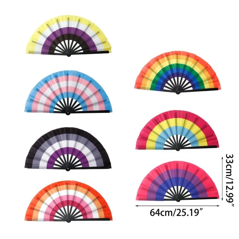 Stylish Rainbows Fan Colourful Hand Fans Folding Rainbows Fans Hand Folding Fan Idealfor Parades Birthdays & Home Decor