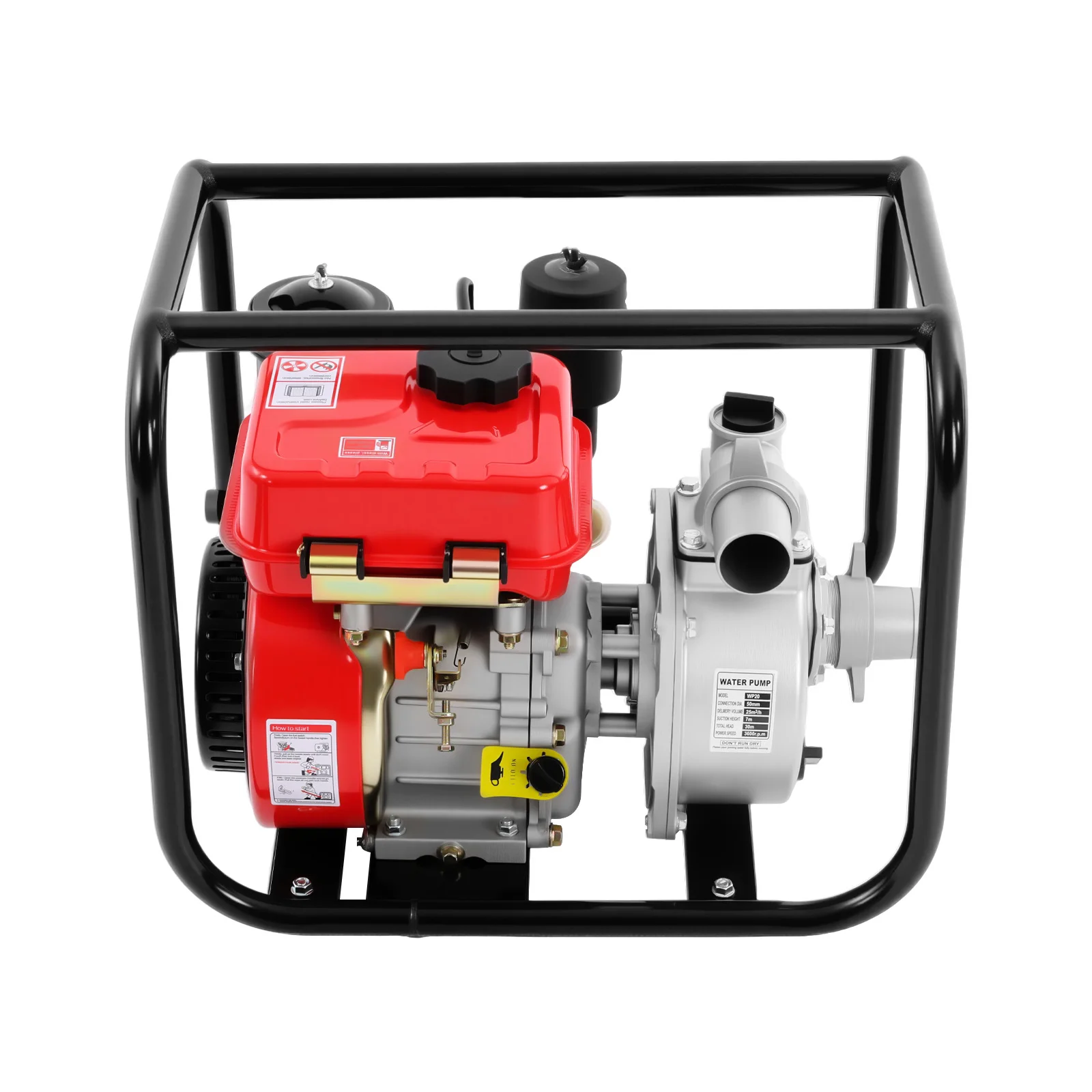 7.5hp 210cc 4-Stroke Diesel Engine Water Pump Air Cooled Single Cylinder 110gpm Flow Water Transfer Pump 2 Inch Water Pump for Farm Irrigation Drainage