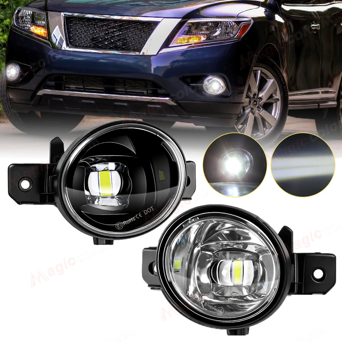 

2Pcs Car Fog Lamps For Nissan Altima Versa Note Maxima Pathfinder Infiniti QX60 M35 M45 G37 JX35 2007-2019 LED Lens Foglight 12V