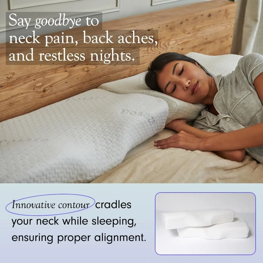 Contoured Orthopedic Pillow, Queen Size Bed Pillow for Neck Pain Relief - Medium Firm, Bed Pillow for Back