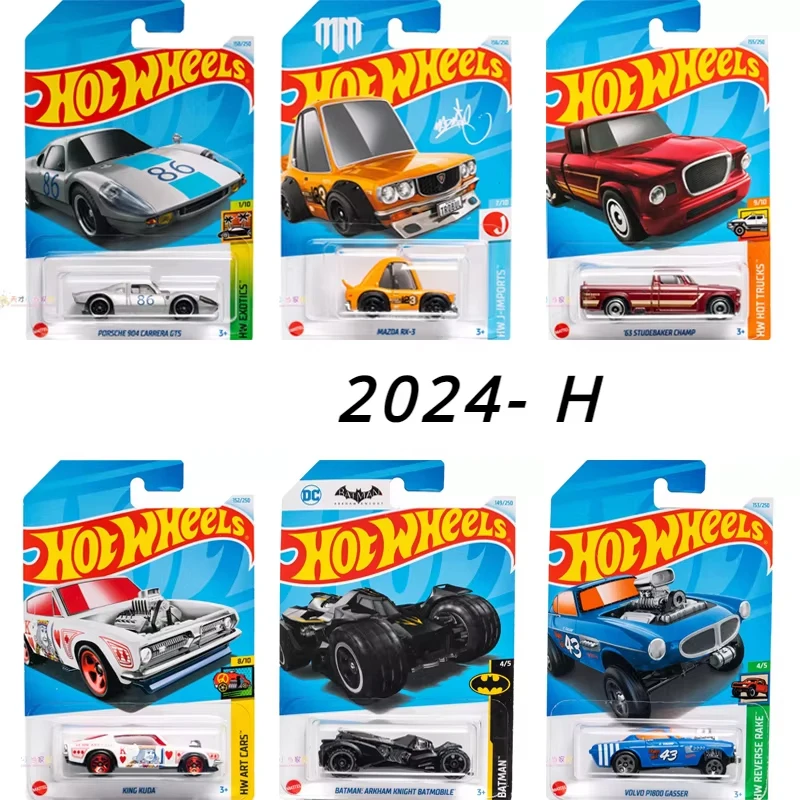 2024H Original Hot Wheels coche de juguete para niños 1/64 vehículo fundido a presión Porsche 904 Chevy Mazda RX-3 Volvo P1800 Batmobile Hummer regalo