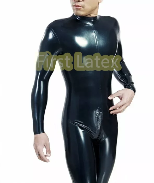 

Handmade Rubber Fetish Latex Classic Men's Catsuit With Back to Crotch Zip 0.4mm 100% Latex Rubber Bodysuit Gummi Cosplay Costum