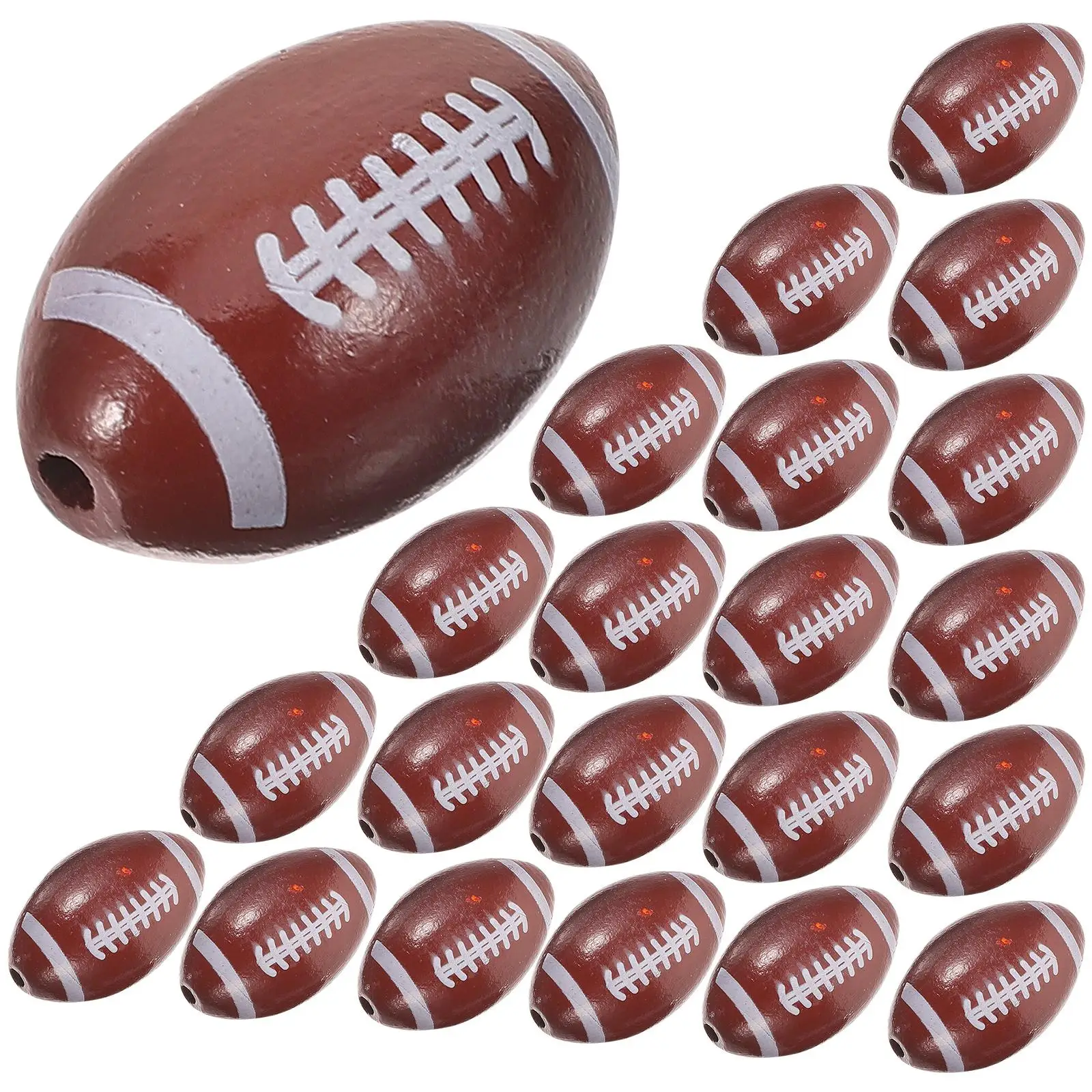 

50 Pcs Wooden Beads Durable Safe Smooth Edges Craft Supplies Football Shaped Jewelry Making Bead Charms Bracelets DIY Projects