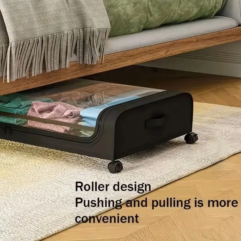 Underbed Storage Box With Wheels Multifunctional Bed Bottom Organizer For Clothes Quilts Shoes Bedroom Storage