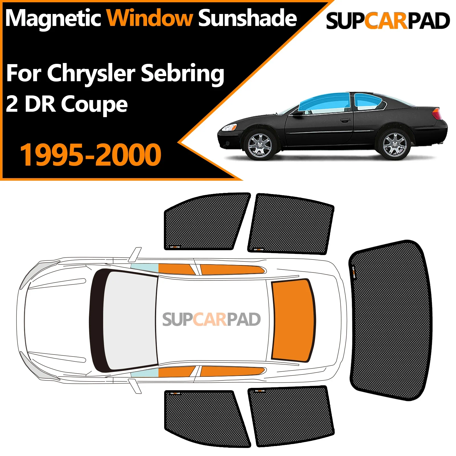 

Custom Car Window Sunshade For Chrysler Sebring 2 DR Coupe 1995-2000 Magnetic Curtain Mesh Front Windshield Frame Curtain