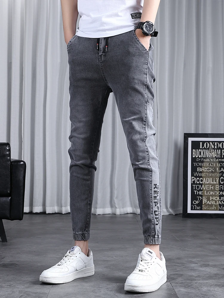 

Spring Autumn Men's Jeans Casual Loose Fit Korean Style Nine-Piece Ankle-Length Casual Workwear Trousers Versatile Fashionable