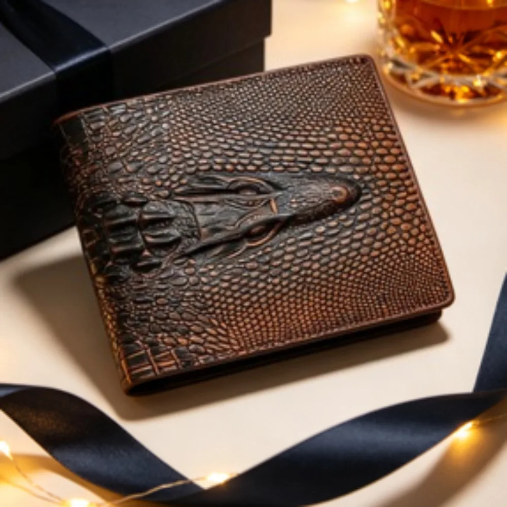 PU Leather Wallets Luxury Cattle Male Crocodile Emboss Simple Standard Brand Handy Purse Men Black Coffee Wallet