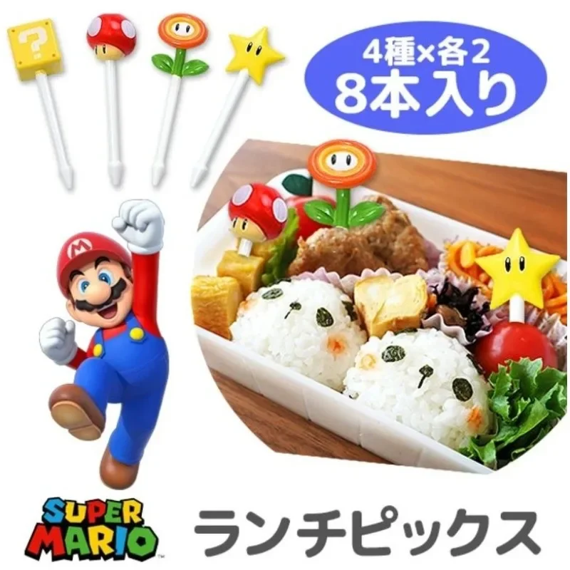 3 Set Super Mario Fruit Fork Mini Cartoon Child Snack Cake Dessert Food Pick Toothpick Bento Lunches Party Decor Food Pick Gift