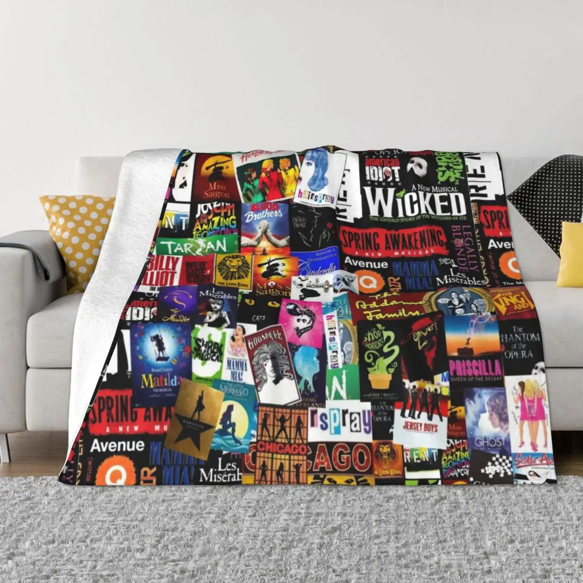 

Musicals Collage II Original Throw Blanket Shaggy Blanket blankets and blankets Comforter Blanket Fluffy Soft Blankets