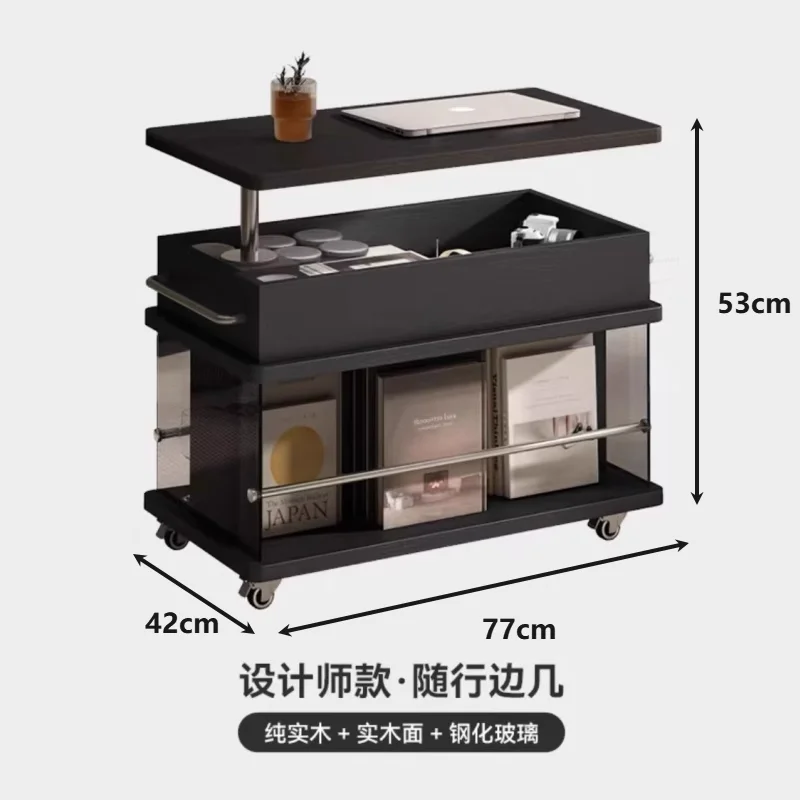 Light luxury solid wood liftable coffee table living room household small apartment balcony tea table
