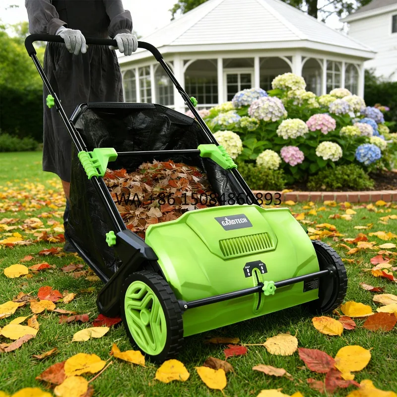 Manual Hand Push Lawn Sweeper, Durable Large Capacity Leaf Collector Yard Sweeper for Garden Courtyard Fallen Leaf Cleaning
